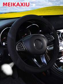 MEIKAXIU 1pc Breathable New Fabric PU Leather Stretchable Car Steering Wheel Cover Without Inner Ring, Suitable For 14.5-15 Inch Car Interior, All Season - Breathable PU Leather Grid Pattern - View 19