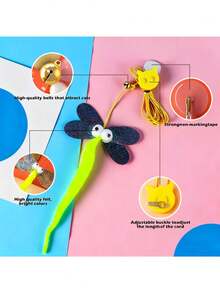 3PCS/5pcs/8pcs Random Style Hanging Cat Toys With Bells | Artificial Feathers | Bite-Resistant | Stimulate Cat's Hunting Instinct | And Durable Material | Multiple Designs | With Pleasant Bells, Simulate Hunting Fun | Designed For Indoor And Outdoor Cat Interaction | Physical Sound | No Battery Required - Multicolor - View 6