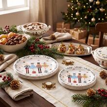 10/20/50 Pcs,White Nutcracker Christmas Disposable Paper 7 Inch & 9 Inch Dinner Plates,Ballet Fairy Mouse King Nutcracker Soldier Gift Snowflake Wreath Dessert Plates,Table Decor For Nutcracker Themed Party,Xmas Family Dinner - Multicolor - View 6