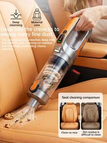 Handheld Car Vacuum Cleaner, Cordless Mini Vacuum With Led Light, Powerful Suction, 11.1V 2000mAh USB Rechargeable, 3 Adjustable Suction Levels, Dual Suction & Blow Function, Multiple Attachments For Car, Home, Keyboard & Pet Hair - Multicolor - View 2