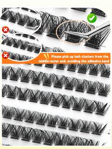 YIDUO Pre-Glued Cluster Lashes For Adults - Self-Adhesive Natural Cosmetic Eyelash Extensions, The Set Includes Exclusive Non-Stick Tweezers Fishtail/C Curl, 8-14mm Mixed Length, Beginner-Friendly, Lightweight Wispy Cat Eye Look, Long-Lasting - C - View 4