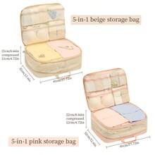 Expandable Compression Travel Clothing Storage Bag, Multi-Compartment Luggage Organizer With Luggage Strap And Handle, Waterproof Washable Twill Fabric Dustproof And Moisture-Proof Storage Cube, Suitable For Shirts, Underwear, Socks, Bras - Multicolor - View 11