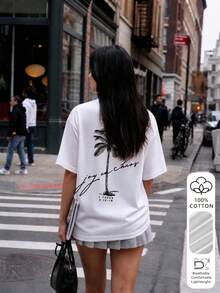Women's Loose Off-Shoulder 100% Cotton Short Sleeve T-Shirt Casual Vacation White Summer - White - View 6