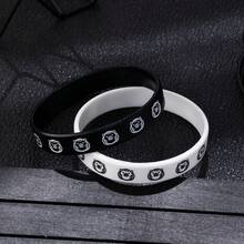2pcs/Set Minimalist Men's Zodiac Silicone Bracelet - Zodiac Rabbit Black+White - View 6