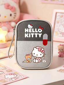 SANRIO 1pc Portable First Aid Storage Bag With Cute Hello Kitty Pattern, Compact Travel Pill Organizer & First Aid Pouch For Daily & Outdoor Essentials - Multicolor - View 2