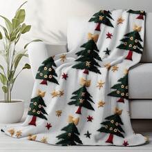 1pc Personalized Christmas Tree Popular Design Pattern Blanket - Comfortable And Warm Digital Print Knitted Blanket, Suitable For Napping, Sofa, Office, Camping, Multi-Purpose Gift, Suitable For All Seasons - Multicolor - View 4