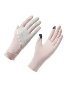 1 Pair Women's Ice Silk UV Protection Gloves, Anti-Slip, Touchscreen Compatible, Thin Summer Style For Driving, Cycling And Electric Scooter - A - View 15
