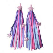 1 Pair New Bicycle Handlebar Star Ribbon, Electric Bike Motorcycle Handlebar Ribbon, Handlebar Tassel Ribbon, Bicycle Handlebar Decoration Accessories, Balance Scooter Skateboard Handlebar Universal Decoration Ribbon - Multicolor - View 9