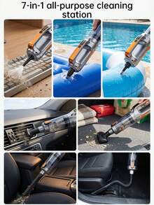 Handheld Car Vacuum Cleaner, Cordless Mini Vacuum With Led Light, Powerful Suction, 11.1V 2000mAh USB Rechargeable, 3 Adjustable Suction Levels, Dual Suction & Blow Function, Multiple Attachments For Car, Home, Keyboard & Pet Hair - Multicolor - View 4