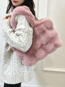 BAILEE A Casual, Cute, Solid-Colored Plush Shoulder Bag With Soft, Velvety Material And A Large Capacity That Closes Magnetically. A Great Gift Option. - Multicolor - View 4