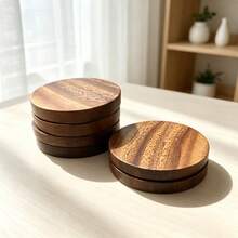 Natural Solid Wood Coaster, Round Heat-Insulating Anti-Scald Non-Slip Cup Holder, Home Coffee Tea Cup Mat, Kitchen Dining Table Decorative Pad - 13cm Round Coaster - View 5
