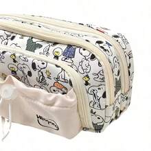 1 pieza Estuche para lápices con cordón Snoopy lindo, gran capacidad multicapa, bolsa de papelería compartimentada, bolsa de almacenamiento de útiles escolares para estudiantes, regalo de vuelta a la escuela, cumpleaños, Halloween, regalo de vacaciones de Navidad - Multicolor - Ver 5