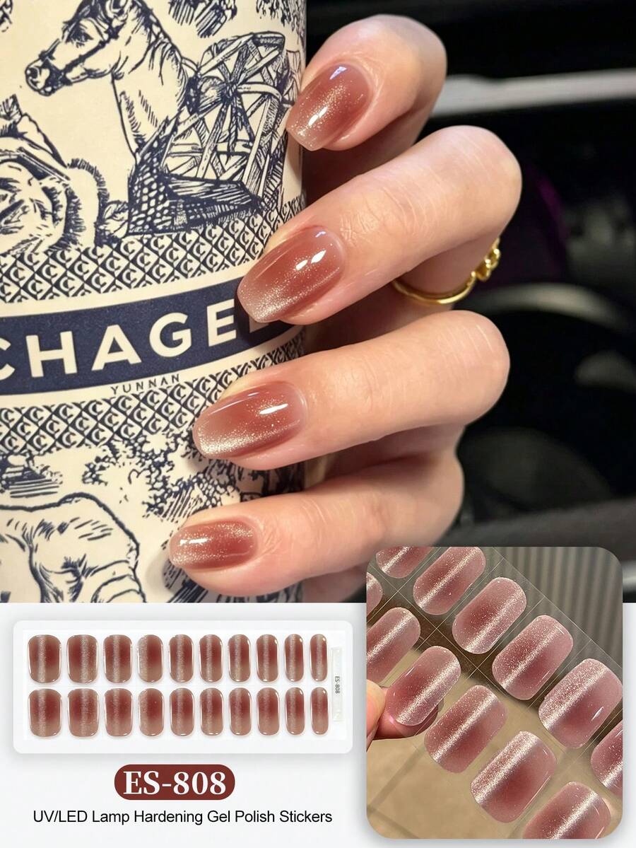Nail Stickers Color Gradient DIY Self Adhesive DIY Art Decals Strips Manicure Decorations Suitable For Home, Workplace, Outdoor Travel, Gift Giving, Salon - Coral Pink - View 1