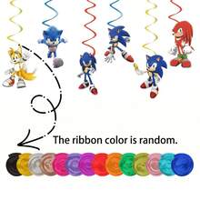 Cartoon Happy Birthday Banner, Anime Peripheral Party Backdrop, Anime Peripheral Party Full Flag, Anime Character Hedgehog Pattern Birthday Party Decoration - Multicolor - View 8