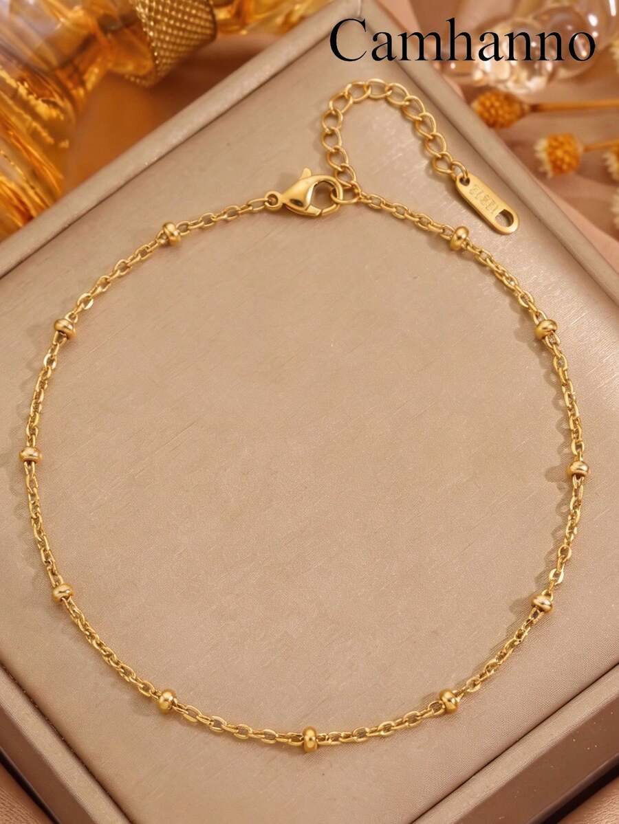 1pc Minimalist Women's Stainless Steel Blade Anklet - Gold - View 1