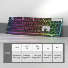MageGee TS97 Tri‑Mode Membrane Keyboard, 104 Keys Full‑Size RGB Backlit Keyboard, Silent Typing, BT 2.4G Wireless Wired 3‑In‑1 Gaming Keyboard, 26‑Key Rollover, ABS Double‑Shot Keycaps For Desktop Laptop - View 4