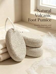 1pc Natural Volcanic Pumice Foot Scrub Stone, Oval Ergonomic Design With Hanging Rope, Fine Pore Surface, Gentle Exfoliating Tool To Remove Calluses And Dead Skin, Suitable For Daily Bathroom Foot SPA Care - Multicolor - View 1