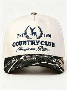 1pc Men Hat 'Deer Wreath Badge' Embroidered Fitted Hat , Adjustable Hat, Perfect For Parties, Get-Togethers, Running, And Sun Protection - Multicolor - View 5