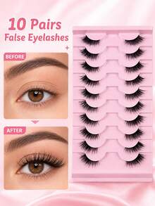 10 Pairs Half Lashes Fluffy, Dense, Naturally Curled, Slender, Fox Like, European And American Style, Soft And Enlarged Eyes, Reusable, Essential For Daily Commuting Makeup, Portable And Suitable For Various Occasions - View 4