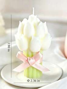 Hand‑Made Tulip Bouquet Scented Candle,Floral Aromatherapy Decorative Candle,Romantic Home Table Decor,Valentine Birthday Wedding Gift,Photo Prop - Multicolor - View 5