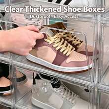 1pc Upgradable Stackable Transparent Shoe Box Display Storage Box, Plastic Transparent Drawer-Style Shoe Box, Can Be Placed Independently, Suitable For Office And Home Display And Storage, Transparent And Black Options Available - View 1