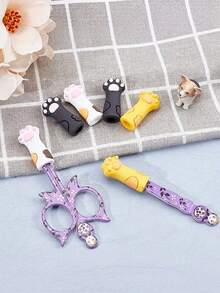1/6/18Pcs Silicone Pliers Protective Covers - Creative Cute Cat Paw Shaped Small Scissors And Tweezers Protective Covers - Nail Salon Tools And Accessories - Multicolor - View 4