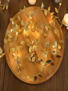 1pc Gold Leaf String Lights, LED Gold Leaf Vine Fairy Lights, Suitable For Home Decor, Bedroom Decor, Wedding Decor, Birthday Decor, Party Decor, Christmas Decor, Thanksgiving Decor, New Year Decor And Room Decor - Warm Light - View 7