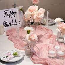 1pc/5pcs 90*180cm Solid Color Table Runner, Minimalist Polyester Table Liner Decoration, For Dining Table - Pink - View 9