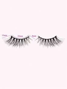 7 Pairs 15mm Cat Eye False Eyelashes - Black - View 3