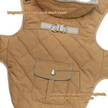 1 Thick Small Dog Coat | Equipped With Storage Bag And Traction Ring, Easy To Wear In Winter, High Visibility Pet Vest - Brown - View 4