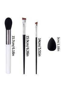 5Pcs Precision Makeup Brush Kit, 3Pcs Face Eye Makeup Brushes & 2Pcs Makeup Puff, Soft Synthetic Fiber For Blush, Brow, Eyeliner Daily Makeup Application - Multicolor - View 8