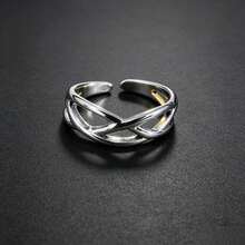 1pc Fashionable Cross Design Ring, Vintage Style Unisex Finger Ring Accessory - Antique Silver - View 3