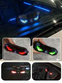 Solar Powered Car Eye Light, Wireless Cool LED Atmosphere Light, Suction Cup USB Charging, Car Decor Light, Dynamic Rear Windshield Warning Breathing Light, Suitable For SUV, Truck, Van, RV - A - View 6