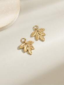 2pcs Stainless Steel Pendants Money Tree Maple Leaf Wave Flower Pearl Style Gold Silver Color Optional Suitable For DIY Jewelry Making Necklace Keychain Phone Chain Earring Bracelet Accessories And Other Jewelry Crafting - Multicolor - View 7