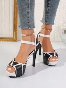 qishangda Women's Open Toe Platform Super High Heel Sandals, Peep Toe Shoes With Single Strap, Stiletto Heel, Non-Slip High Heels - Black - View 7