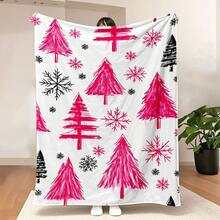 1PC Christmas Tree And Snowflake Print Blanket - Made Of Soft Plush Flannel, Perfect For Sofas, Beds, Or Recliners. It Is Ideal For Holiday Decorating, Home Decor And Gift Giving - Multicolor - View 2
