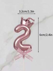 Bright Pink Crown Pattern Birthday Candles, Suitable For Birthdays, Anniversaries And Various Celebrations, Decorated With Glitter And Bow Detail - Multicolor - View 8