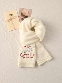 Women's Soft Knitted Scarf, Embroidered Pattern Warm Winter Neck Warmer, Comfortable Style, Suitable For Snow Sports And Daily Wear - Scarf - View 8