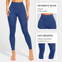 3D Body Sculpt 2.0 Compression Leggings, No Front Seam, Smooth Front - 2.0 Compression Grey Blue - View 3