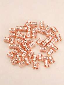 50pcs Metal Hollow Dreadlock Hair Rings Suitable For Women's Daily Use,Claw Clips - Rose Gold - View 3