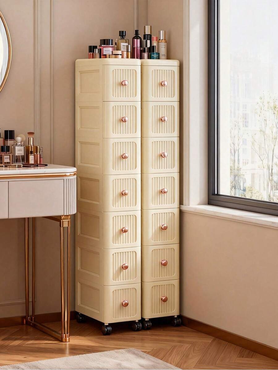 1 chiếc tủ đựng đồ khe hẹp 15cm, nhiều tầng, kệ đựng băng vệ sinh nhà tắm, không cần khoan, tủ đựng mỹ phẩm, tủ bếp nhiều tầng dạng ngăn kéo, kệ đựng đồ khe hẹp.