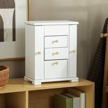 4-Tier Jewellery Box With Mirror And 2 Drawers - White - 1 - View 2
