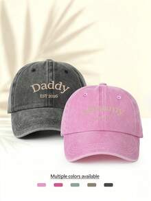 2pcs Fashion Minimalist Casual Versatile Washed Baseball Caps With "Daddy And Mommy" Letter Pattern Print, Unisex Essential Fashion Item All-Season Decorative Style Gift For Family And Friends - 2 PC Washable - View 11