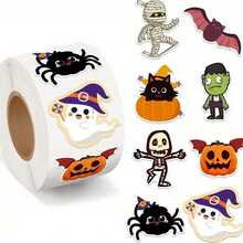 1500pcs Halloween Stickers, Pumpkin Decorative Stickers, Gift Wrapping Stickers, Halloween, Christmas Gift Decorative Stickers - A - View 3