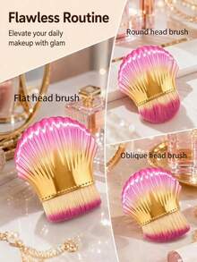 3 Buah Perlengkapan Makeup Mini, Desain Portabel untuk Perjalanan - Termasuk Kuas Alas Bedak, Kuas Kontur, Kuas Perona Pipi, dan Kuas Highlighter - MultiWarna - View 4