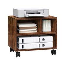 Tavolo per stampante su ruote 1 pz, Supporto mobile per stampante, Supporto per stampante, Carrello per stampante su ruote, Cassettiera da ufficio su ruote, Carrello portadocumenti con 3 scomparti per uffici ecc., 40x35x30cm - Colore Della Venatura Del Legno Retrò - Visualizzare 1