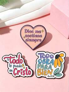 Fashionable Multi-Color Spanish Slogan Enamel Lapel Brooch, Warm Inspirational Metal Brooch Accessory, Suitable For Clothing And Bag Decoration - Multicolor - View 2