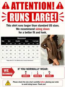 Women's Khaki Long Sleeve Polyester Button-Down Shirt Dress, With Collar, Button Front, Roll-Up Sleeves And High-Low Curved Hem, Loose Casual Top, Front Short Back Long Design, Suitable For Spring & Autumn Street Wear, Spring - Khaki - View 5