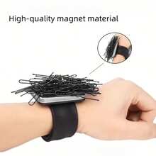 1pc Black Silicone Magnetic Wristband, Strong Magnetic Metal Surface For Adsorbing Sewing Pins And Hair Clips, Dual-Use For Patchwork Sewing And Hair Styling, Elastic Wrist Band Fits Wrist, Professional Practical Accessory For Handmade And Hair Salon - Multicolor - View 3