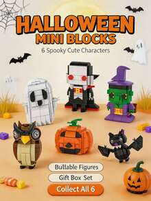 Particle Assembly, Halloween Theme Multiple Fun Figurines, Quirky And Eye-Catching Designs, Can Be Assembled And Displayed, Home Desktop Decor, Suitable For Building Block Enthusiasts Leisure Play, Perfect For Halloween, Christmas, Thanksgiving And Back To School Gifts - Multicolor - View 2